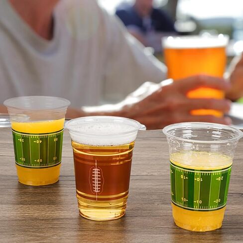 Football Cups, 100 Pack 12 oz Football Disposable Cups Football Plastic Cups Tailgate Events Drinkware Decorations for Football Party Supplies in Saudi Arabia