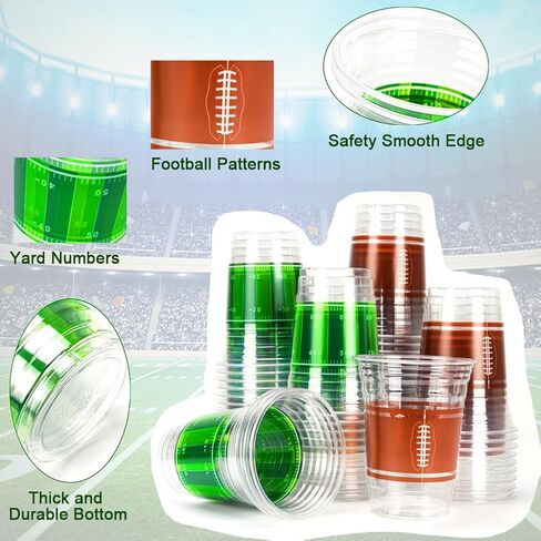 Football Cups, 100 Pack 12 oz Football Disposable Cups Football Plastic Cups Tailgate Events Drinkware Decorations for Football Party Supplies in Saudi Arabia