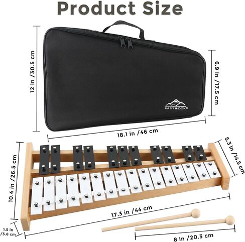 EASTROCK Xylophone, 27 Notes Glockenspiel Xylophone for Kids, Professional Xylophone Instrument Music Teaching, Gifts Includes 2 Wooden Beaters and Carry Case in Kuwait