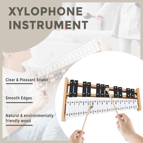 EASTROCK Xylophone, 27 Notes Glockenspiel Xylophone for Kids, Professional Xylophone Instrument Music Teaching, Gifts Includes 2 Wooden Beaters and Carry Case in Kuwait