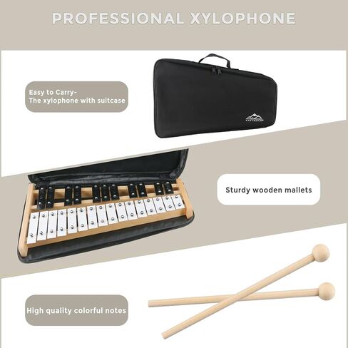 EASTROCK Xylophone, 27 Notes Glockenspiel Xylophone for Kids, Professional Xylophone Instrument Music Teaching, Gifts Includes 2 Wooden Beaters and Carry Case in Kuwait