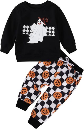 Baby Boys Halloween Outfit Toddler Pumpkin Sweatshirts Halloween Costumes Fall Winter Clothing Sets for Toddler Boys in Saudi Arabia