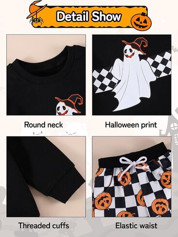 Baby Boys Halloween Outfit Toddler Pumpkin Sweatshirts Halloween Costumes Fall Winter Clothing Sets for Toddler Boys in Saudi Arabia