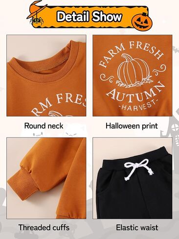 Baby Boys Halloween Outfit Toddler Pumpkin Sweatshirts Halloween Costumes Fall Winter Clothing Sets for Toddler Boys in Saudi Arabia