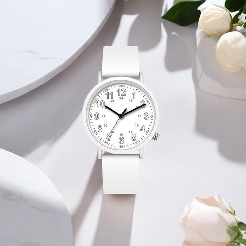 NUOVO Women Watch White Watch Silicone Watch for Ladies Women Sports Watch Casual Watch Waterproof Watch in Saudi Arabia