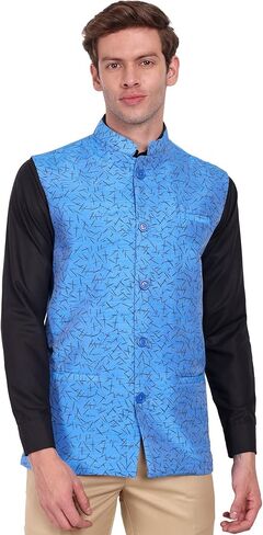 SKAVIJ Men's Dupion Silk Nehru Jacket Waistcoat for Prom Dinner Party Weddding in Saudi Arabia