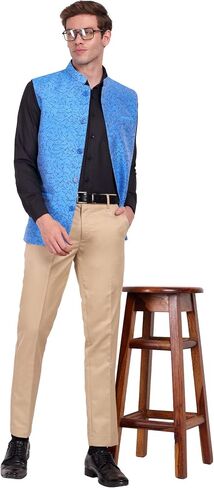 SKAVIJ Men's Dupion Silk Nehru Jacket Waistcoat for Prom Dinner Party Weddding in Saudi Arabia