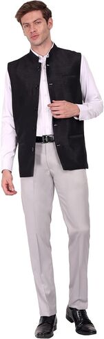 SKAVIJ Men's Dupion Silk Nehru Jacket Waistcoat for Prom Dinner Party Weddding in Saudi Arabia