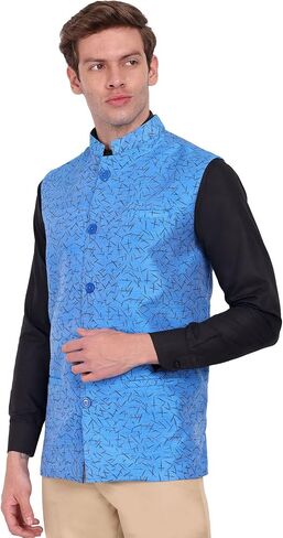 SKAVIJ Men's Dupion Silk Nehru Jacket Waistcoat for Prom Dinner Party Weddding in Saudi Arabia