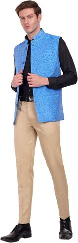 SKAVIJ Men's Dupion Silk Nehru Jacket Waistcoat for Prom Dinner Party Weddding in Saudi Arabia