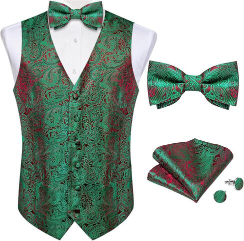DiBanGu Mens Christmas Suit Vest Holiday Xmas Waistcoat Bowtie Set Party Suit Vest Christmas Holiday Waistcoat Tuxedo in Saudi Arabia