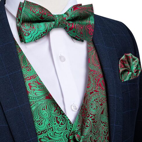 DiBanGu Mens Christmas Suit Vest Holiday Xmas Waistcoat Bowtie Set Party Suit Vest Christmas Holiday Waistcoat Tuxedo in Saudi Arabia