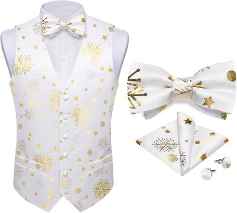 DiBanGu Mens Christmas Suit Vest Holiday Xmas Waistcoat Bowtie Set Party Suit Vest Christmas Holiday Waistcoat Tuxedo in Saudi Arabia