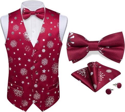 DiBanGu Mens Christmas Suit Vest Holiday Xmas Waistcoat Bowtie Set Party Suit Vest Christmas Holiday Waistcoat Tuxedo in Saudi Arabia