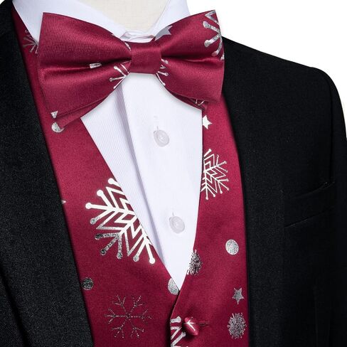 DiBanGu Mens Christmas Suit Vest Holiday Xmas Waistcoat Bowtie Set Party Suit Vest Christmas Holiday Waistcoat Tuxedo in Saudi Arabia
