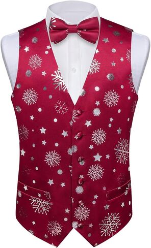 DiBanGu Mens Christmas Suit Vest Holiday Xmas Waistcoat Bowtie Set Party Suit Vest Christmas Holiday Waistcoat Tuxedo in Saudi Arabia