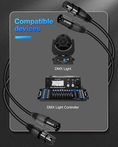 سلك كابل DMX 2 حزمة، كابل DMX 5 دبوس 25FT مع 3 موصلات لإضاءة المسرح والتحكم in Kuwait
