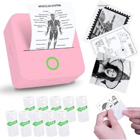 Mini Sticker Printer, Sticker Maker Machine Printer with 10 Sticker Paper Rolls, Mini Printer Sticker Maker for Photos/Labels/Notes, Inkless Thermal Portable Printer for Phone/Tablet, White