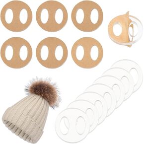 BENECREAT 50PCS Acrylic Hollow Pom Pom Removable Button, Flat Round, Hat Pom Pom Holder, Knitted Hat Making Fastener Tool for Hat Pom Pom Ball Fixing