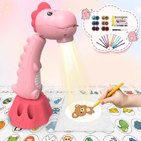Drawing Projector for Kids,Tracing and Drawing Projector with 96 Slide Cartoon Patterns and 12 Color Brushs,Smart Art Sketcher Projector for 3+ Year Old Girls & Boys（Pink）