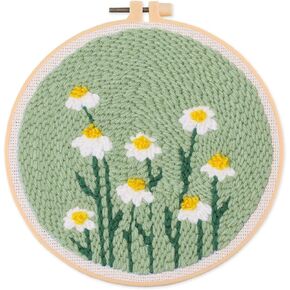 Punch Needle Embroidery Starter Kits, Punch Needle Kit for Craft Lovers, Punch Needle Fabric with Pattern, Yarns and Embroidery Hoops, Ideal Gifts 65205# One Size