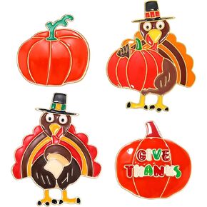 Thanksgiving Brooch Pins Fall Brooch for Women Pumpkin Turkey Enamel TAHNKS Autumn Dangling Jewelry Thanks Giving Holiday Jewelry Gift