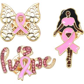 Pink Ribbon Pin Breast Cancer Gifts for Women Girls Breast Cancer Awareness Lapel Pins Hope Love Fight Hope Official Ribbon Pins Breast Cancer Brooch