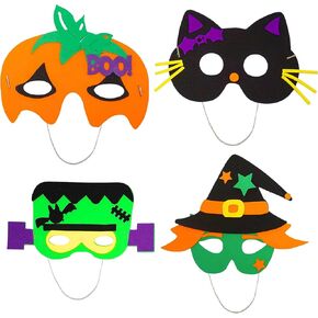 4E's Novelty Halloween Crafts for Kids - Self Adhesive Mask Foam Craft Kit School Home Group Activities Party Supplies