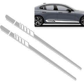 2 PCS Car Side Body Long Stripes Decals, 4.52In x 88.58In Vehicle Side Door Decorative Stripes, Universal Automotive Exterior Stickers Accessories for Most SUV Truck Car (Red)