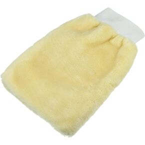 X AUTOHAUX Beige Faux Wool Double Side Car Wash Mitt Washing Dusting Cleaning Glove