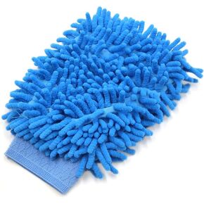 uxcell Universal Blue Chenille Washing Cleaning Gloves Mittens Multifunctional for Car Vehicle