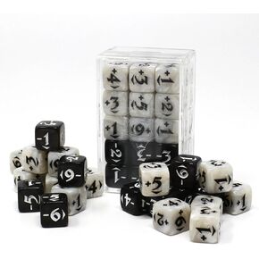 Die Hard Dice MTG Spin Down Counters - Power/Toughness Dice Set: 30 Piece Plus & Minus Variety Pack - Pearl White