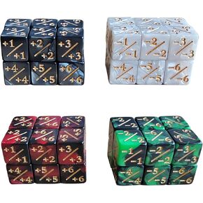 48 Pieces MTG Dices Counter Token Dice Set 16mm Starry Marble Loyalty Dice Cube Buff D6 Dice for MTG, CCG, Card Gaming, 4 Colors