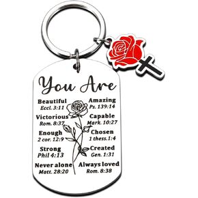 Stocking Suffers for Women, Christian Gifts for Women, Christmas Gifts for Women, Girls, Mom, Grandma, Daughter, Sister, Friend, Birthday Baptism Mothers Day Religious Keychain White Elephant Gifts