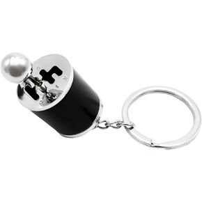 Kewucn Car Shifter Gear Keychain, Creative 6 Speed Manual Transmission Shift Lever Keyring, Auto Gearbox Shifter Key Chain (Black)