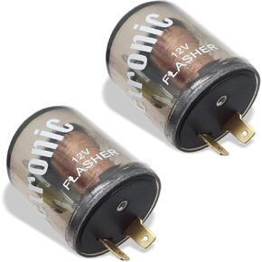 2 PCS Car 2 Pin 12V Flasher, Waterproof Round Case Heavy Duty Standard Flasher Relay Replacement, Repair Turn Signal Light Bulb Super Flasher Relay, Universal for Most Cars (Transparent)