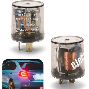 2 PCS Car 2 Pin LED Flasher, 12V Turn Signal Lights Flash Repair Relay, Waterproof Round Shell + Pure Copper Pin Plug and Play Relay, Universal for Cars Motorcycles Boats (Transparent)