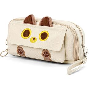 Pencil Case, Large Capacity Pencil Pouch Aesthetic,3D Cat Pen Bags,Office Stationery Organizer,Cute Pencil Box for Teens Girls Boys Student (Black)
