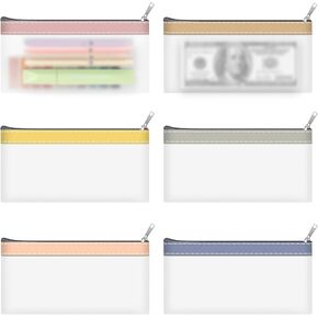 6 Pack Clear Pencil Pouch with Zipper, Pencil Case, Small Pencil Bag, Clear Makeup Pouch, Pen Holder, Money Organizer for Cash