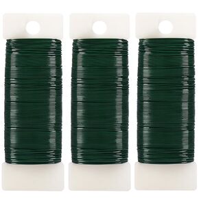 Tenn Well Green Floral Wire, 3 Pack Christmas Wreath Wire, 295 Feet 22 Gauge Florist Wire for Flower Arrangements, Christmas Ornaments, Wreath Making, Crafts (98 Feet/Roll)