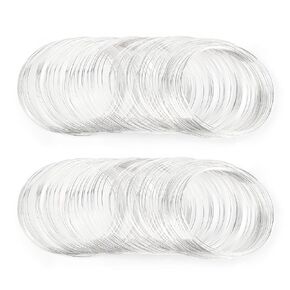 200 Loops Memory Steel Wire for Jewelry Making Supplies, 0.6mm Bangle Bracelet Wire Memory Beading Wire for Art Creation Necklace DIY Crafts Making (Silver)