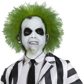 Scary Halloween Masks for Adults 2024 New Movies Realistic Horror Mask with Green Wigs Halloween Party Props Cosplay Unisex