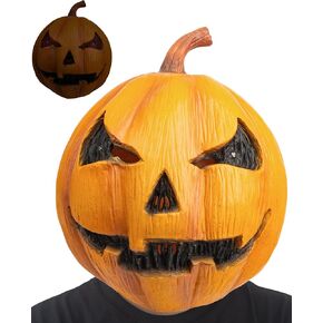 AQKILO Pumpkin Mask LED Light Scary Latex Full Head Masks Fancy Dress for Halloween Carnival Costume Party