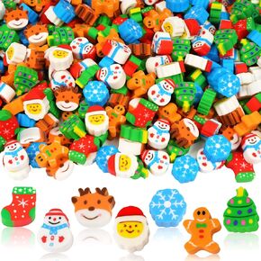 Christmas Mini Erasers for Kids Bulk, 240 PCS Cute Erasers Novelty Pencil Erasers Santa Snowman Stocking Erasers for Christmas Party Favor Gifts Home School Work Rewards