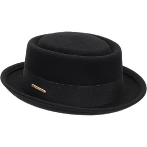 Classic Pork Pie Hat for Men/Women,Wool Flat Top Porkpie Fedora Hats Derby Theater-Hat