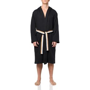BOSS Mens French Terry Cotton Robe With Iconic Flag Belt Detail