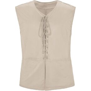 CULACCINO Mens Pirate Vest Men Renaissance Vest Medieval Costume Lace-up Waistcoat for Halloween Cosplay Themed Parties