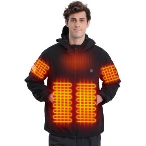 Mens Heated Jacket, Heated Jackets for Men Women with 7.4V/16000mAh Battery Pack, Heated Soft Shell Jacket with Hood