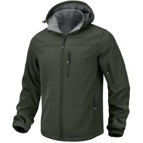 Pudolla Men's Softshell Jacket Fleece Lined Water Resistant Hooded Winter Coats for Men Outdoor Work Hiking with Pockets