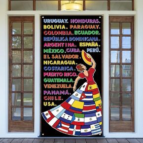 Hispanic Heritage Month Door Cover Latin American Banner Spanish Classroom Decorations National Hispanic Heritage Month Decorations for Classroom Home